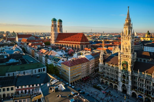 Munich Marienplatz with the new town hall and Frauenkirche in the background